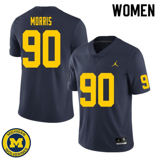 Women's Michigan Wolverines #90 Mike Morris Navy Alumni Football Jersey